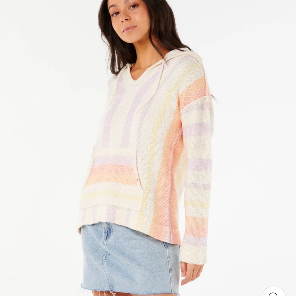 Rip Curl Neon Isles Knit Poncho Hooded Pastels Sm Oversized Surf Beach Vacation